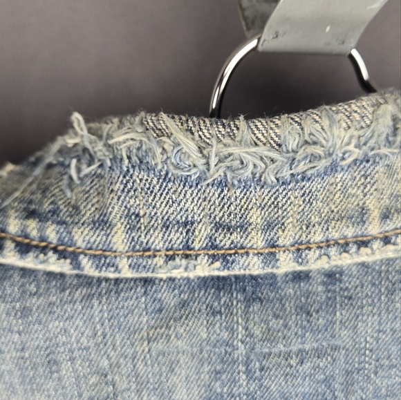 Women's Allsaints Lamara Distressed Flap Pocket Selvedge Denim Jacket (size 10) - Picture 4 of 7